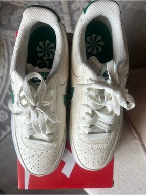 Nike White Sneakers with Green Accents